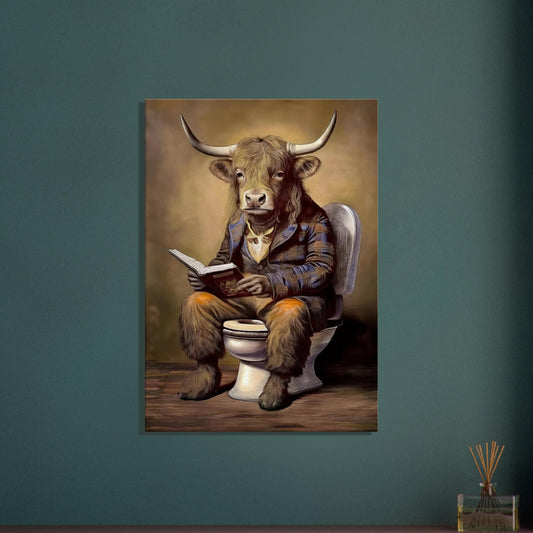 Victorian Cow Canvas | Funny Wall Art - Quirky Bathroom Decor & Animal Lover Gift