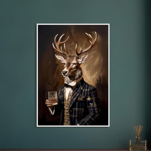 Victorian Stag Whiskey Framed Art Print - British Heritage Wall Decor