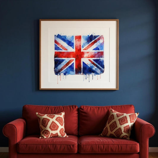Union Jack Painting, UK Heritage Art, British Home Decor, Framed Flag Print, English National Symbol