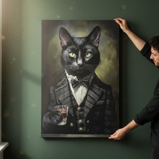 Victorian Cat Canvas – Black Cat Art on Cotton Canvas Print | Unique UK Heritage Decor