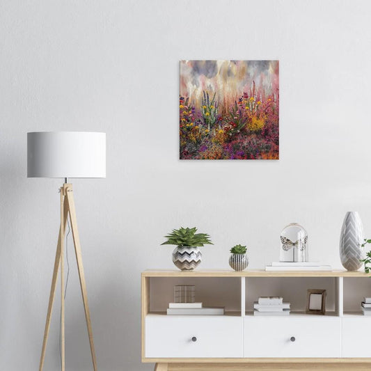 Scottish Wildflower Canvas Print: Pink Floral Oil Painting
