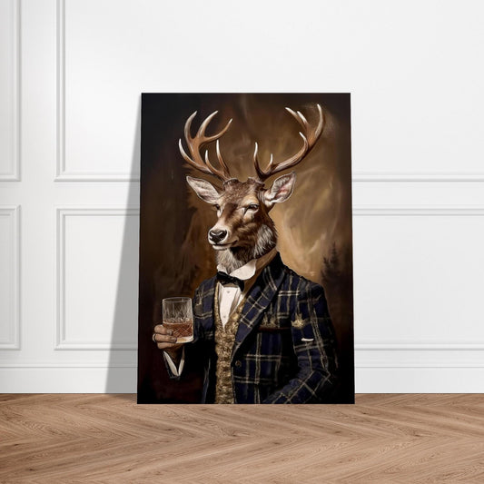Victorian Stag Drinking Whiskey - Stags head on a Human Body - Canvas Art Print