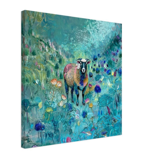 Scottish Blackface Sheep Canvas Print: Turquoise Highland Art