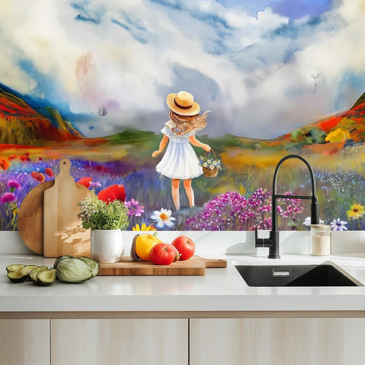 Kitchen & Bathroom Wallpaper Colors Of the UK: Flower Girl - waterproof - 60"x50" / 152,4 cm x 127 cm - Kitchen and Bathroom Splashback