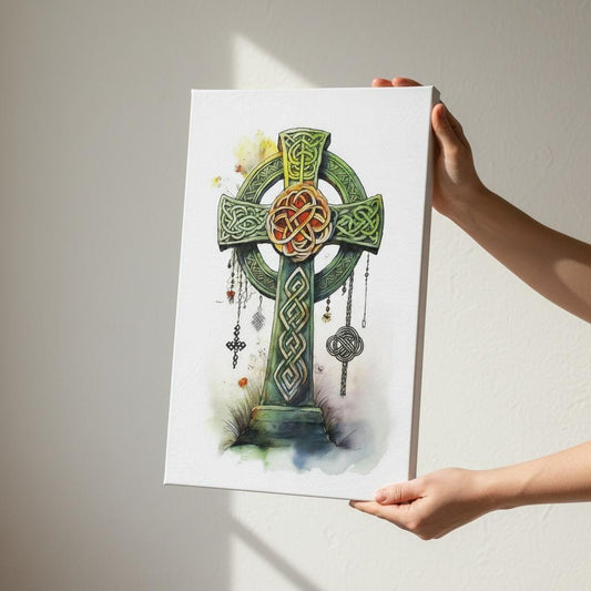 Celtic Knotwork Cross Canvas Print: Heritage Wall Decor