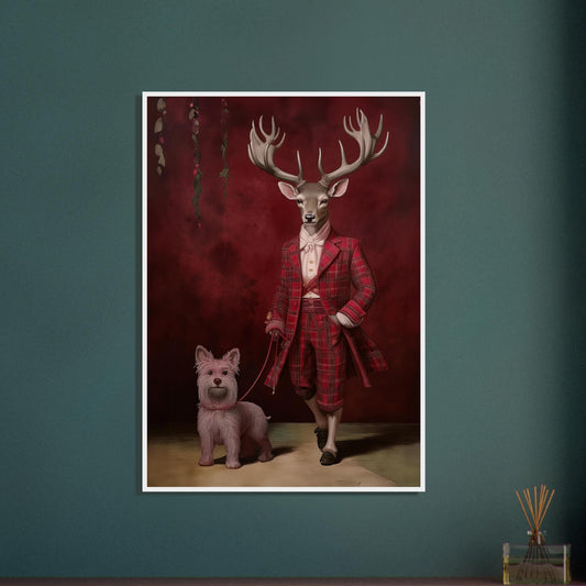 Victorian Stag & Terrier Framed Art Print - British Home Décor Wall Art