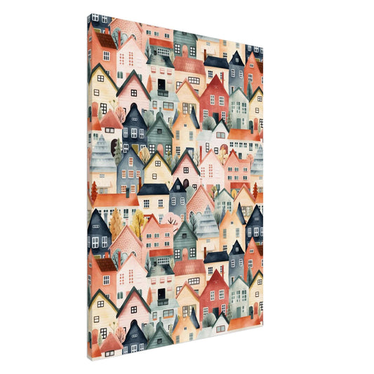 British Homes Canvas Art Print: UK Heritage, Vintage English City Decor
