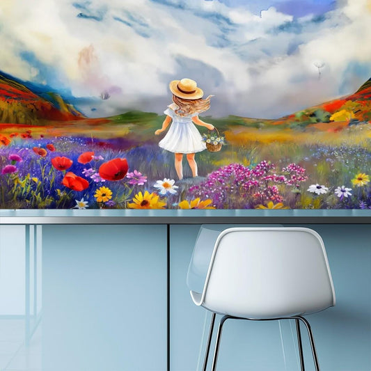 Kitchen & Bathroom Wallpaper Colors Of the UK: Flower Girl - waterproof - 60"x50" / 152,4 cm x 127 cm - Kitchen and Bathroom Splashback