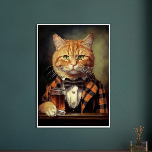 Victorian Ginger Cat Whiskey Print - British Heritage Framed Wall Art