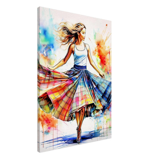 Scottish Dancer Canvas Print: Colorful Tartan Dress