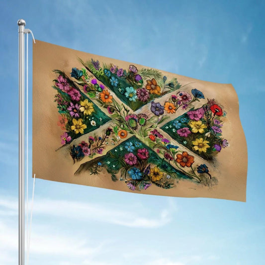XL Heavy-duty, Handdrawn Scottish Flag Design, Three-Layer Outdoor Flag of Scotland. Double Sided.  96"x60"/ 244x152 cm | Raise the Colours