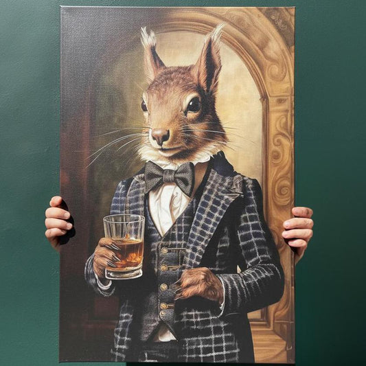 Victorian Squirrel Canvas - Unique UK Heritage Art on Cotton Canvas