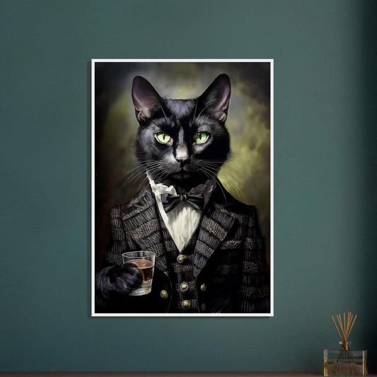 Victorian Black Cat Art Print – Framed Wooden Poster With Matte Finish