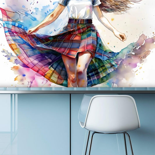 Kitchen & Bathroom Wallpaper Plaid / Tartan Skirt  - waterproof - 60"x50" / 152,4 cm x 127 cm, Kitchen Splashback and Bathroom Splashback