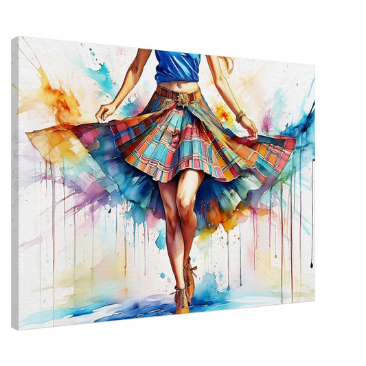 Scottish Country Dancer Canvas Art: Enhanced Texture Print