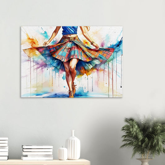 Scottish Country Dancer Canvas Art: Enhanced Texture Print