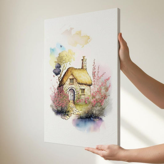 British Cottage Canvas | Traditional Country Cottage Print - UK Heritage Art Decor
