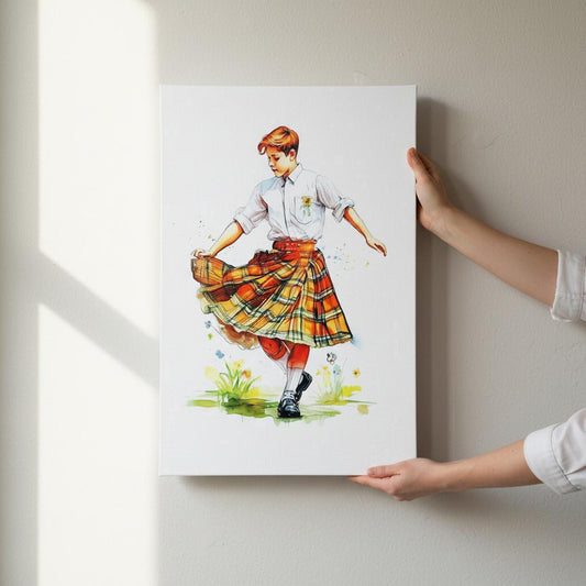 Scottish Country Dancing Art - Vibrant British Heritage Canvas With Hanging Kit