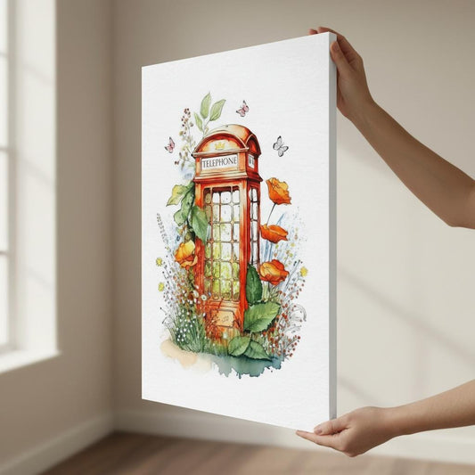 Red Telephone Box Art - Classic British Canvas Print | UK Heritage Wall Decor