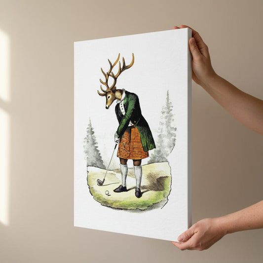 Victorian Stag Canvas Print - Unique British Heritage Art | Golf Wall Decor
