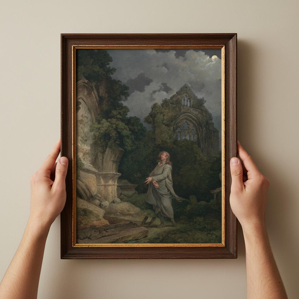 A Philosopher in a Moonlit Churchyard - 1790 British Fine Art Poster - Stunning Giclée Print