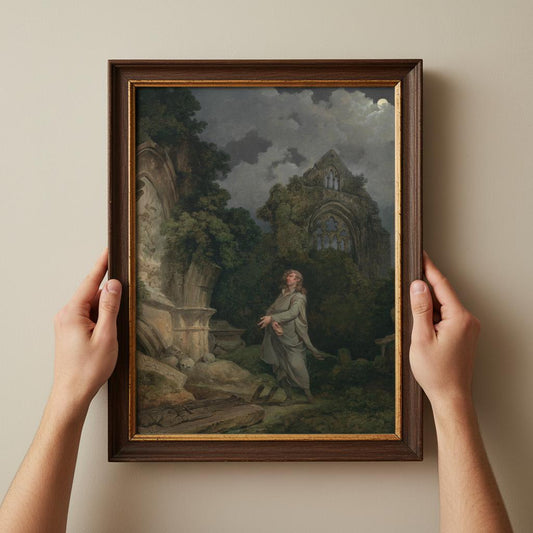 A Philosopher in a Moonlit Churchyard - 1790 British Fine Art Poster - Stunning Giclée Print