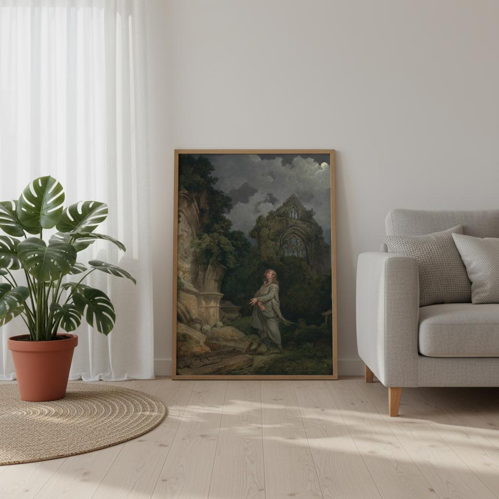 A Philosopher in a Moonlit Churchyard - 1790 British Fine Art Poster - Stunning Giclée Print