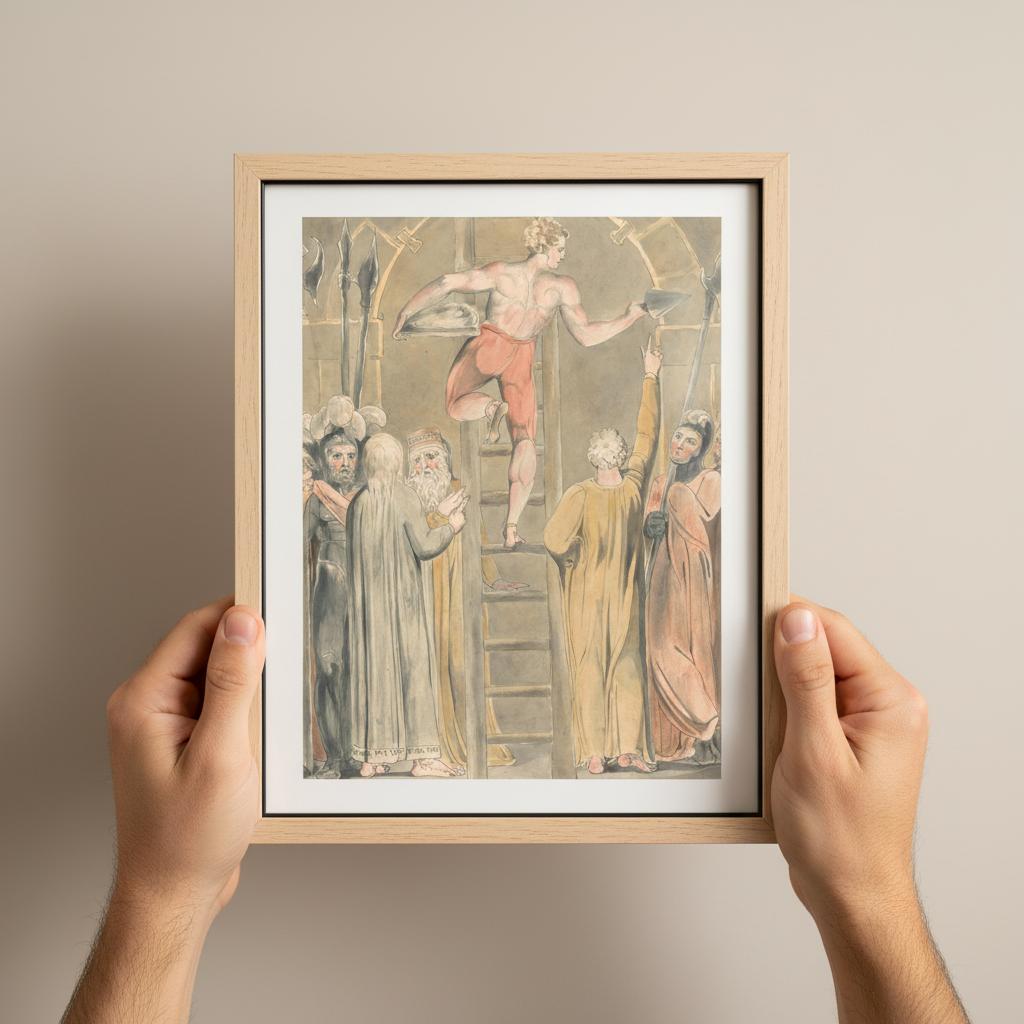 William Blake Fine Art Poster: Sealing the Stone & Setting a Watch - ca 1800, British Art, Giclée Print