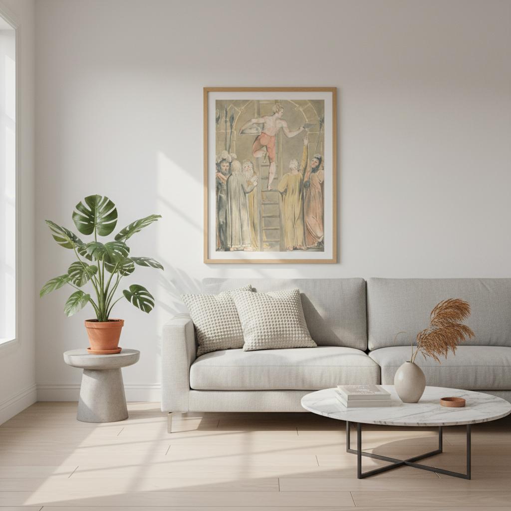 William Blake Fine Art Poster: Sealing the Stone & Setting a Watch - ca 1800, British Art, Giclée Print